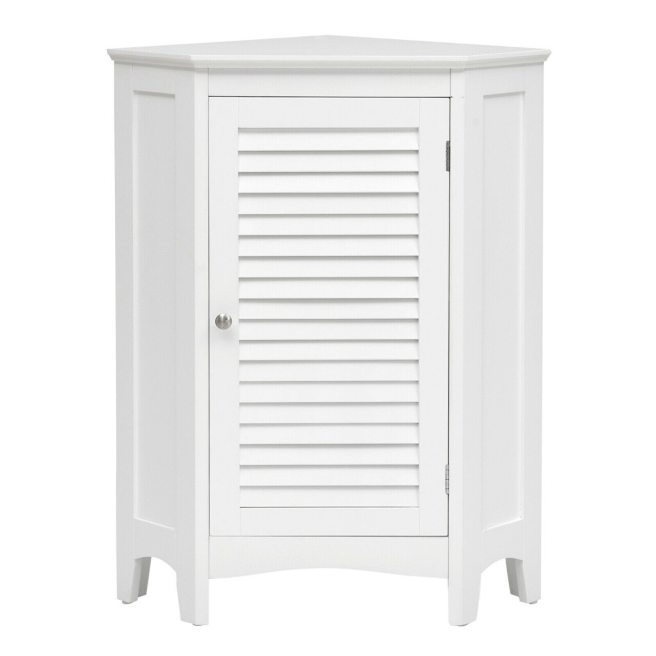 Gymax Corner Storage Cabinet Free Standing Bathroom Cabinet w/ Shutter Door
